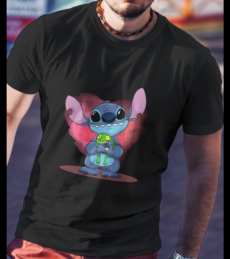 Sorry I'm Late I Didn't Want To Come Stitch Holding Frog T-Shirt