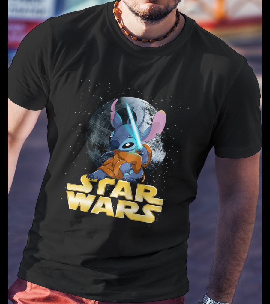 Stitch Star Wars Crossover Jedi Lightsaber Death Star T-Shirt