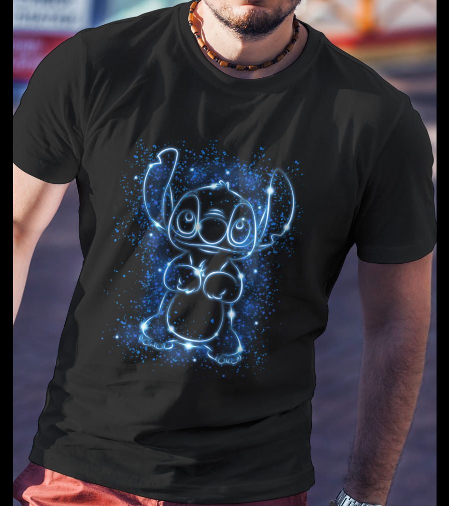 Stitch Neon Light Galaxy Glow T-Shirt
