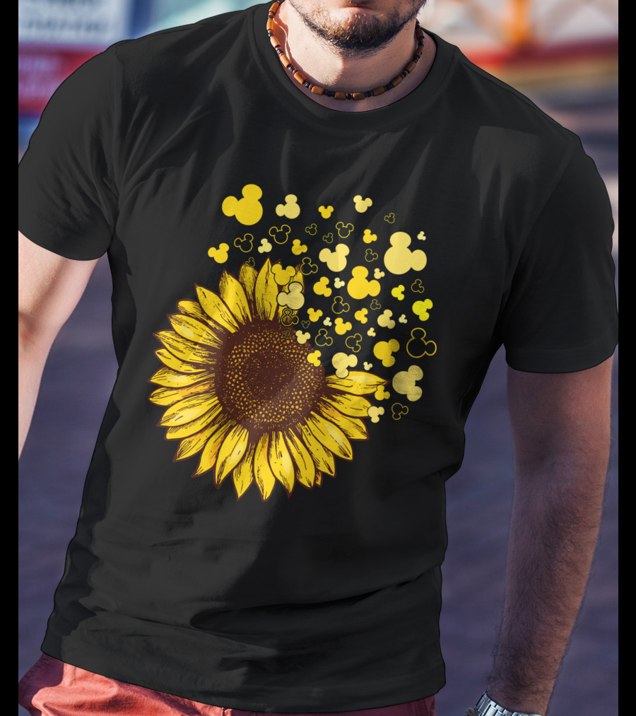 Sunflower With Mickey Mouse Icon Yellow Accents T-Shirt