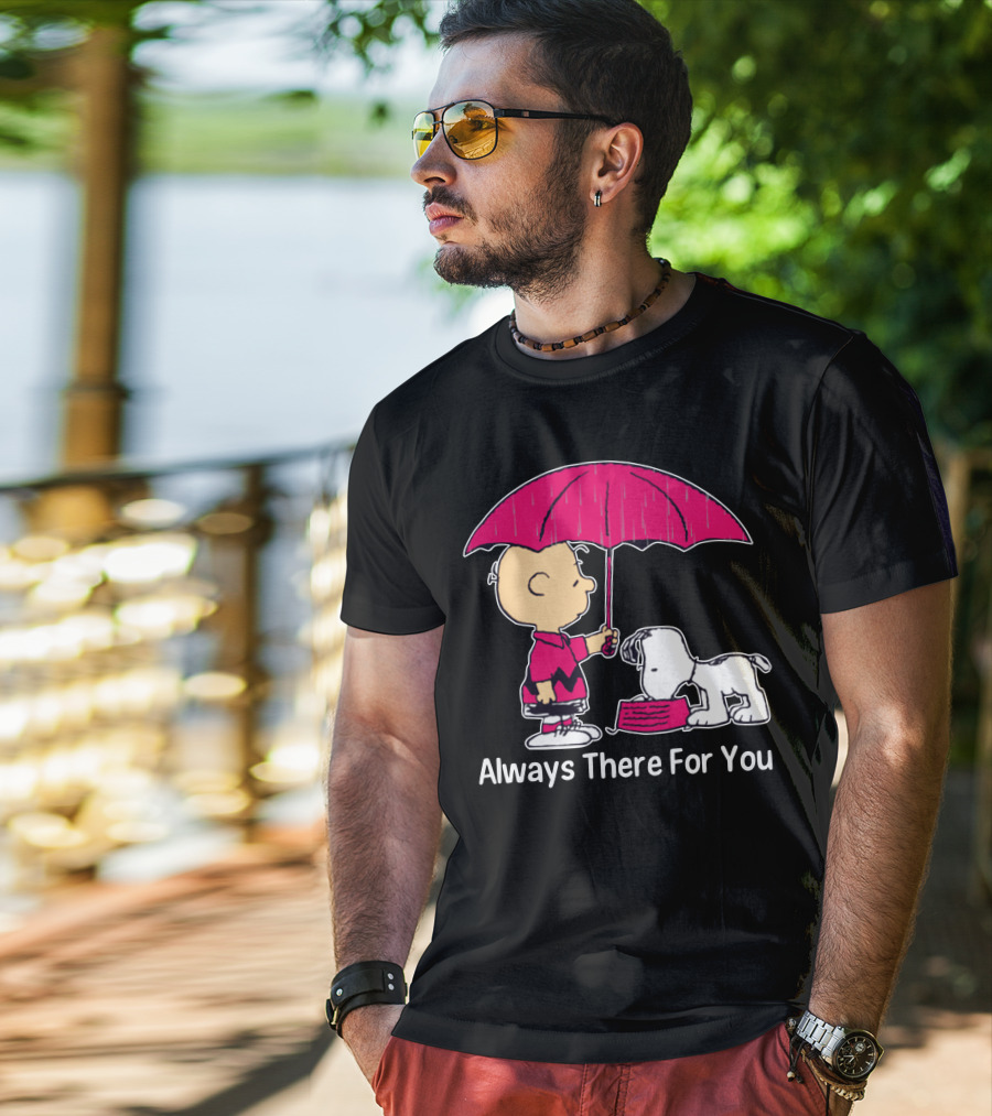 Always There For You Charlie Brown Snoopy Under Umbrella T-Shirt