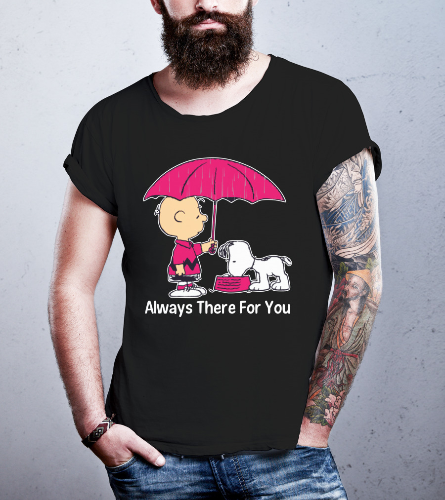 Always There For You Charlie Brown Snoopy Under Umbrella T-Shirt