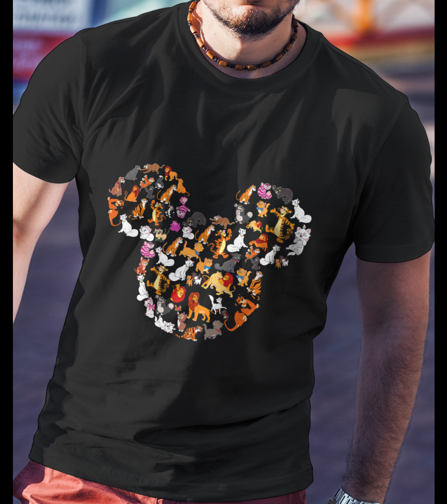 Disney Cats And Lions In Mickey Shape T-Shirt