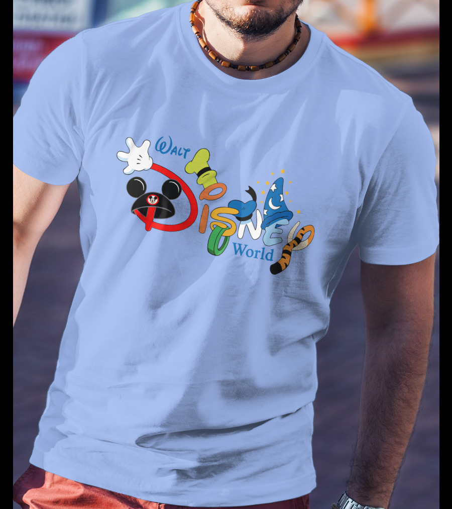 Walt Disney World Mickey Goofy Sorcerer Tigger Stylized Text T-Shirt
