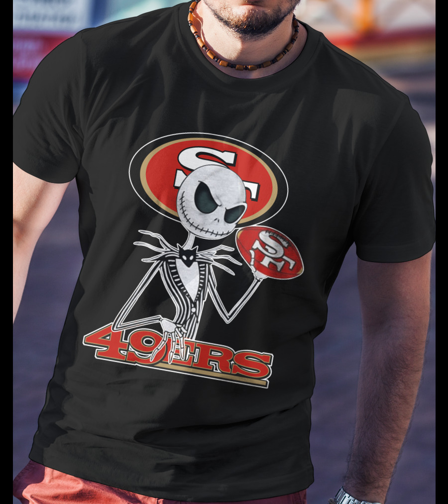 49ers Jack Skellington Football Crossover NFL T-Shirt