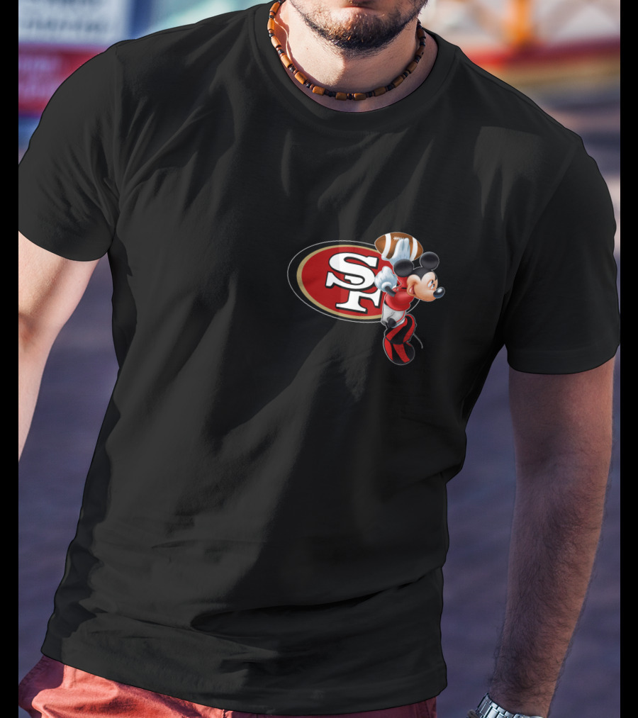 SF 49ers Mickey Mouse Football T-Shirt