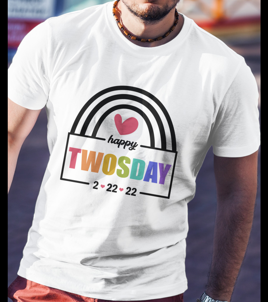 Happy Twosday 2-22-22 Rainbow Heart T-Shirt