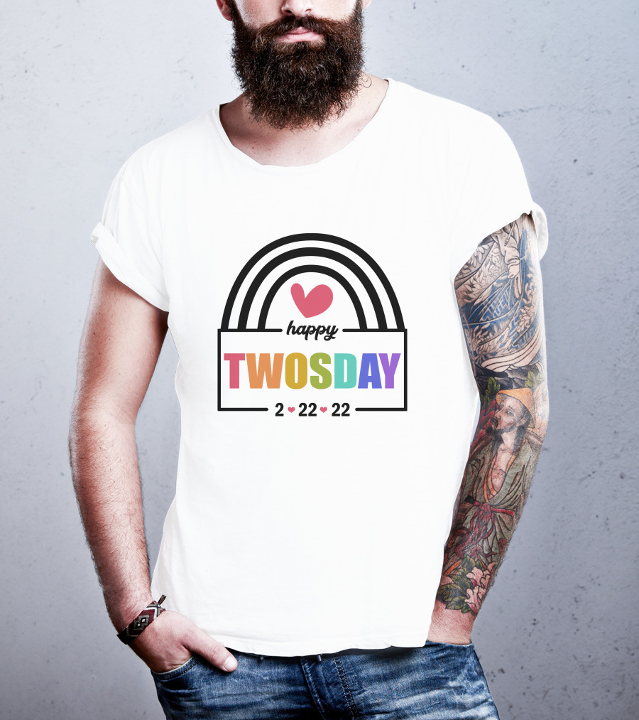 Happy Twosday 2-22-22 Rainbow Heart T-Shirt
