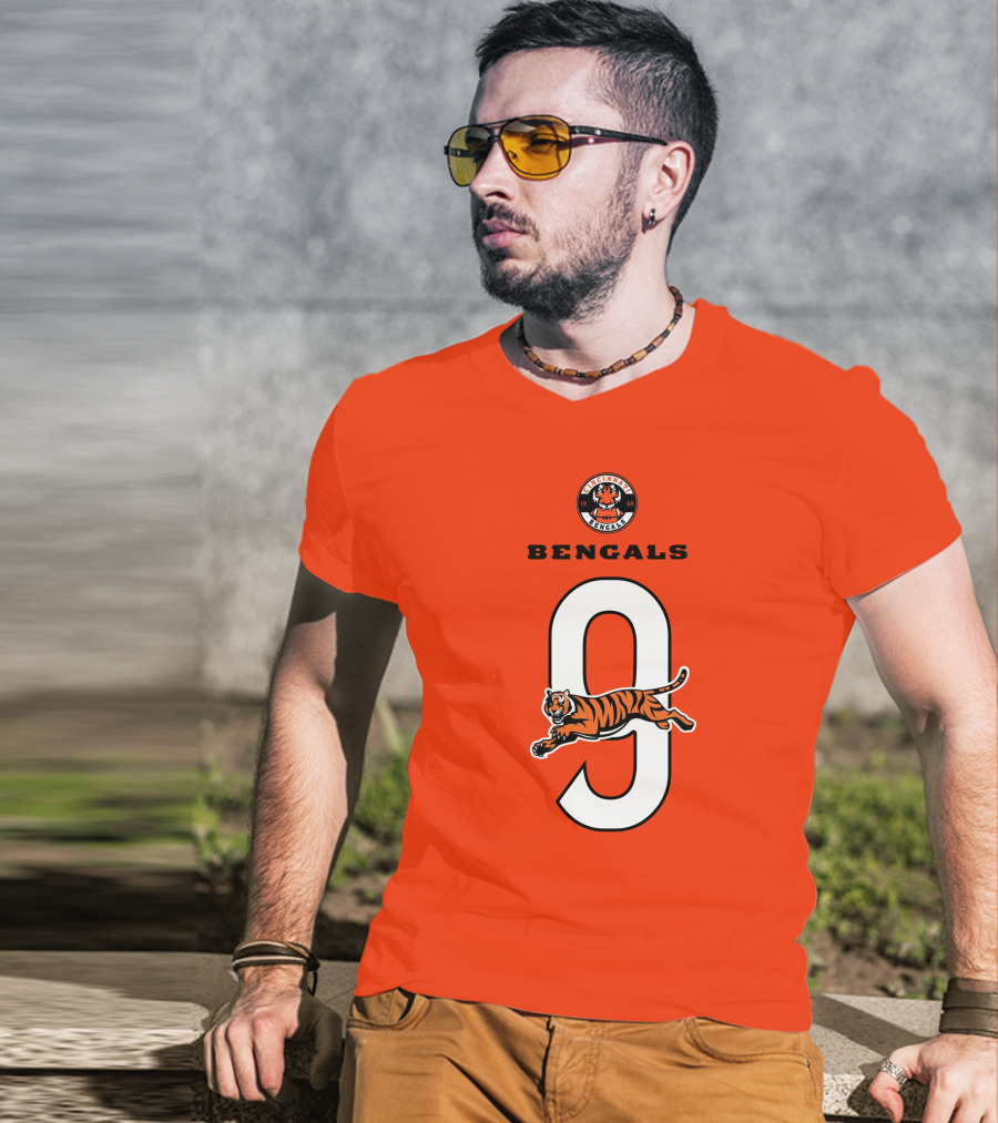 Joe Burrow Cincinnati Bengals Tiger Number 9 T-Shirt