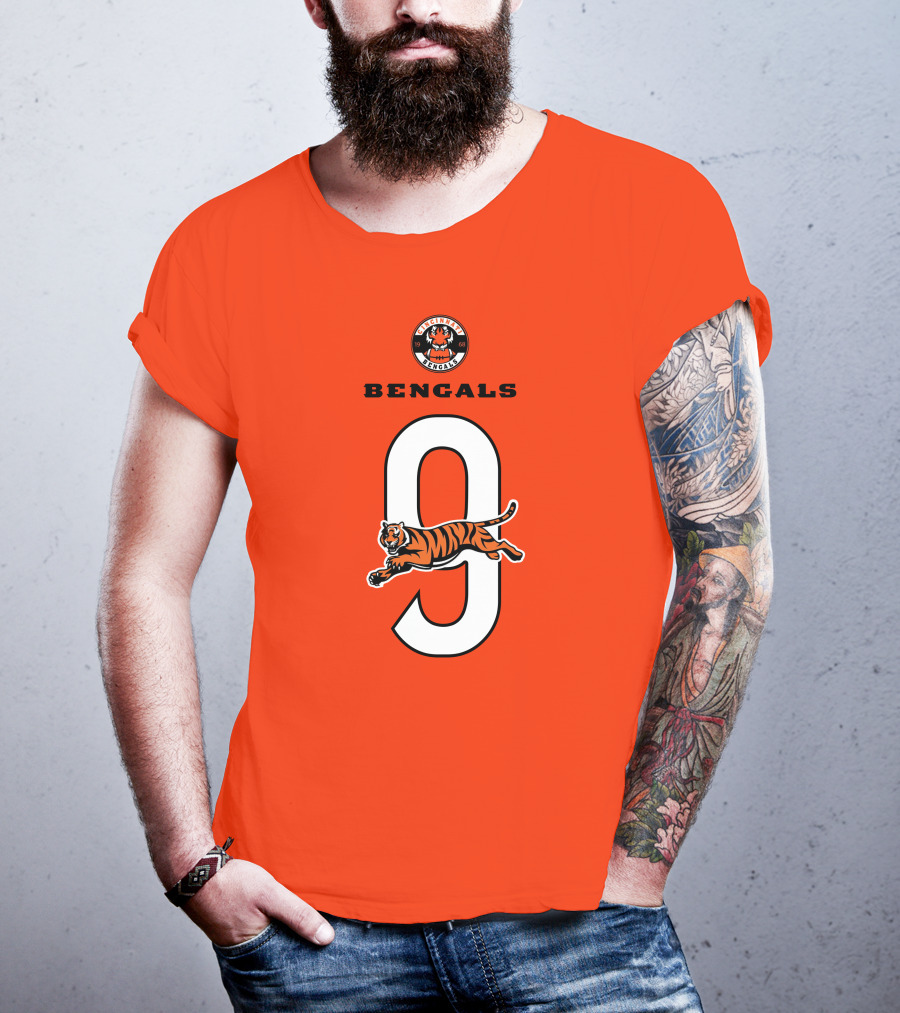 Joe Burrow Cincinnati Bengals Tiger Number 9 T-Shirt