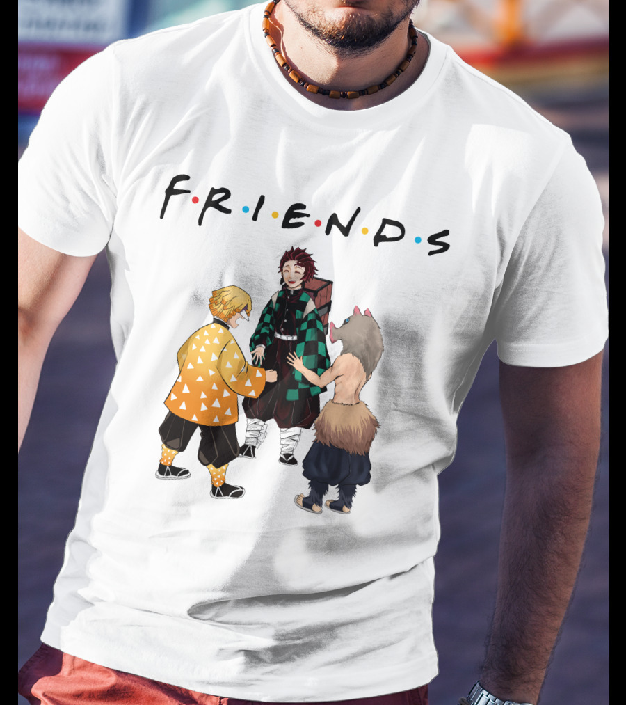 Friends Rock Paper Scissors With Anime Characters T-Shirt