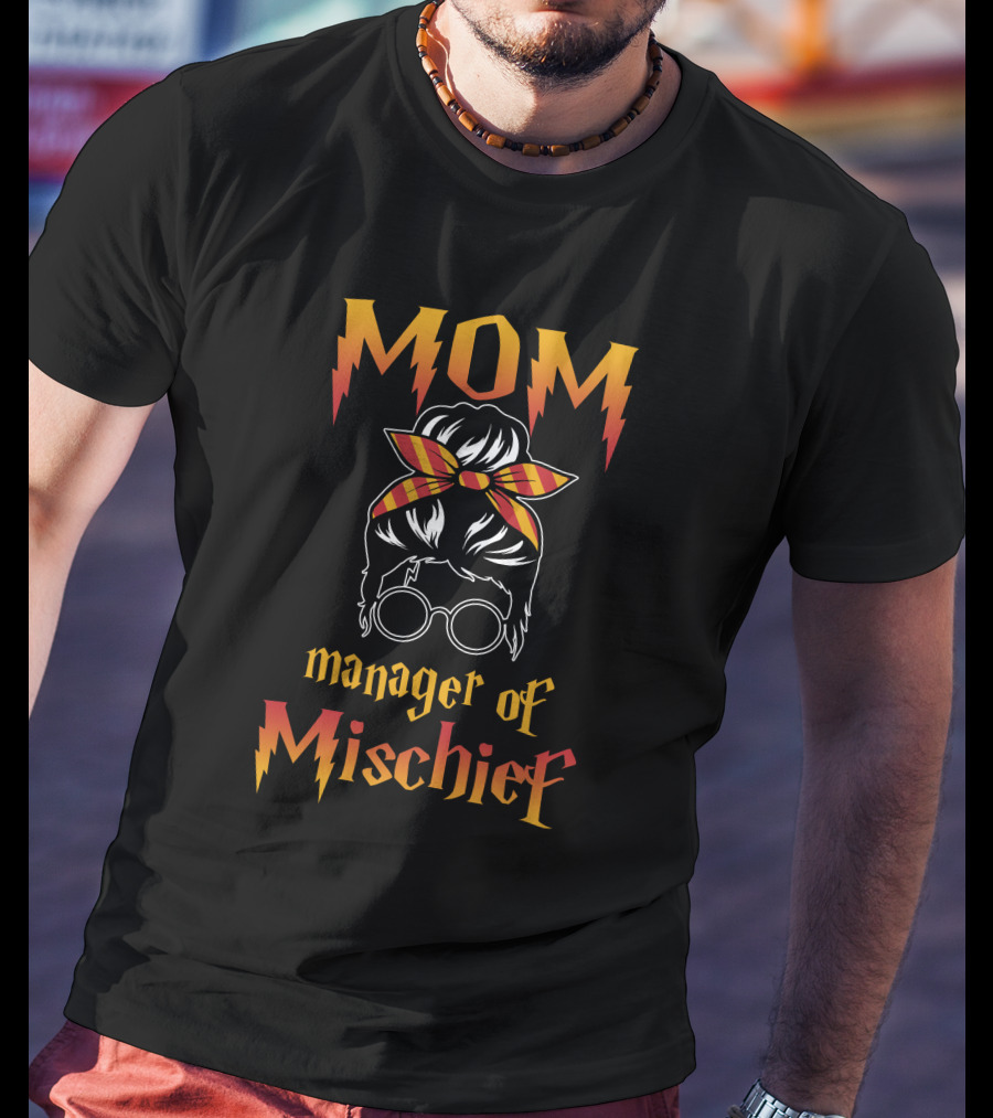 MOM Manager Of Mischief Wizard Glasses And Headband T-Shirt