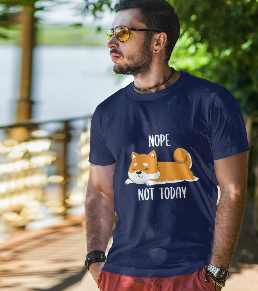 Nope Not Today Shiba Inu Men Casual T-Shirt