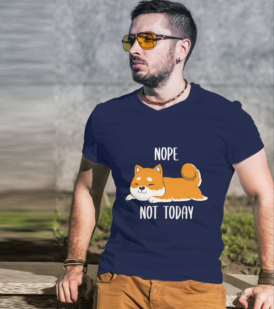 Nope Not Today Shiba Inu Men Casual T-Shirt