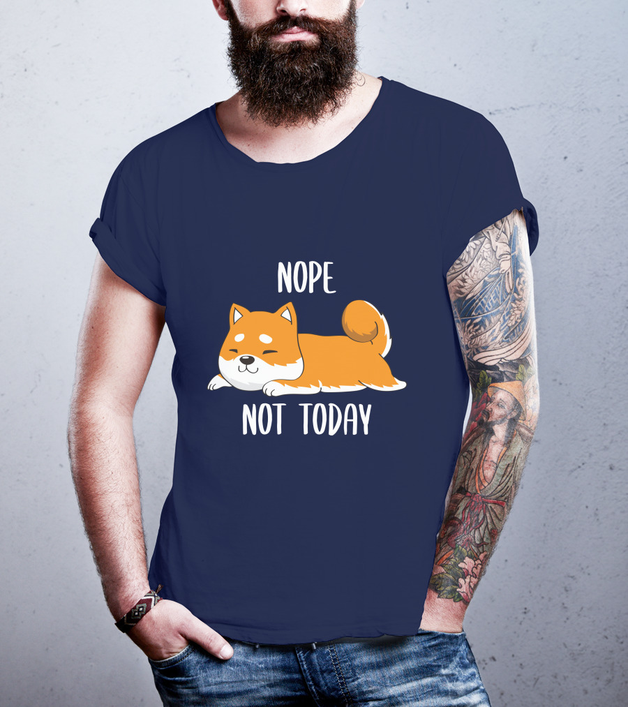 Nope Not Today Shiba Inu Men Casual T-Shirt
