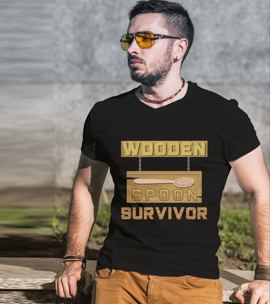 Wooden Spoon Survivor Rustic Hanging Sign Chain T-Shirt