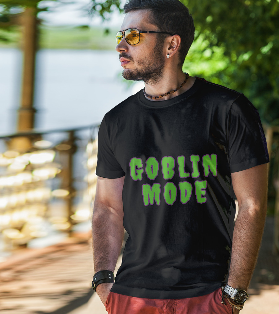 GOBLIN MODE Green Drip Text T-Shirt