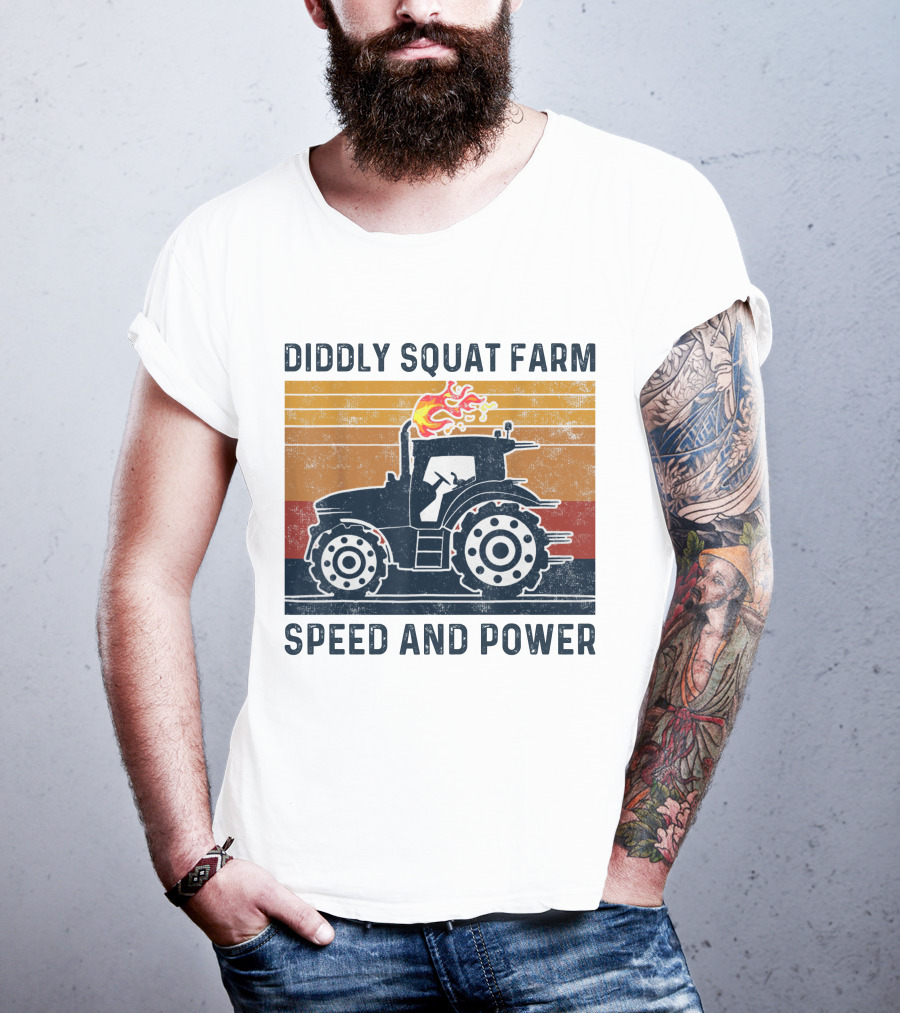 Diddly Squat Farm Tractor Speed And Power With Fire Elements T-Shirt