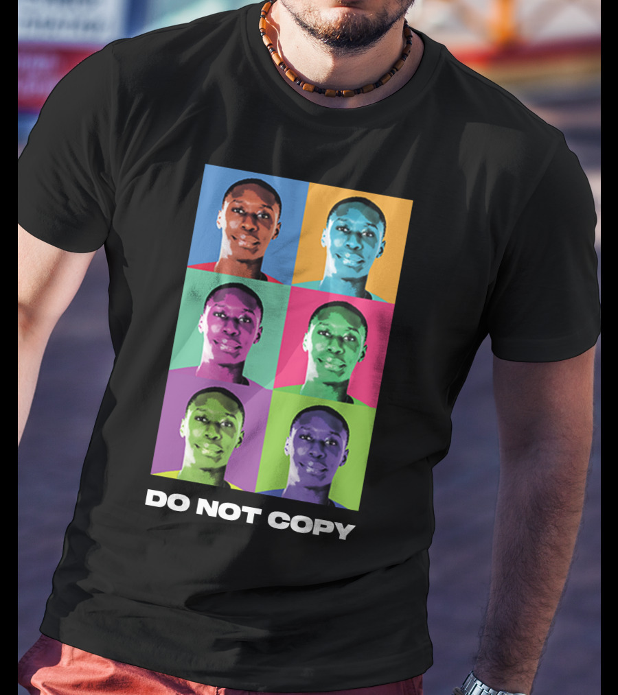 Khaby Lame Pop Art Style Do Not Copy Multi-Color Portraits T-Shirt