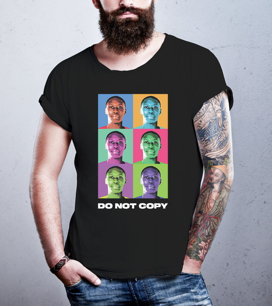 Khaby Lame Pop Art Style Do Not Copy Multi-Color Portraits T-Shirt