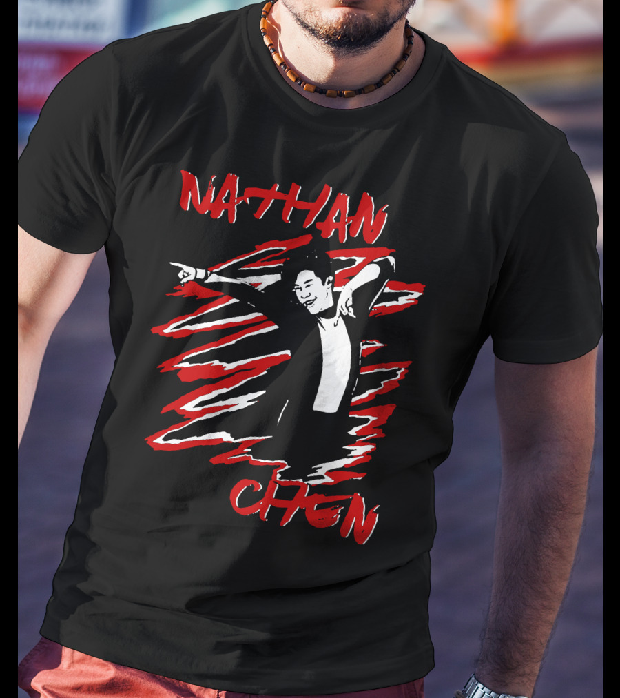 Nathan Chen Dynamic Pose Red And Black T-Shirt