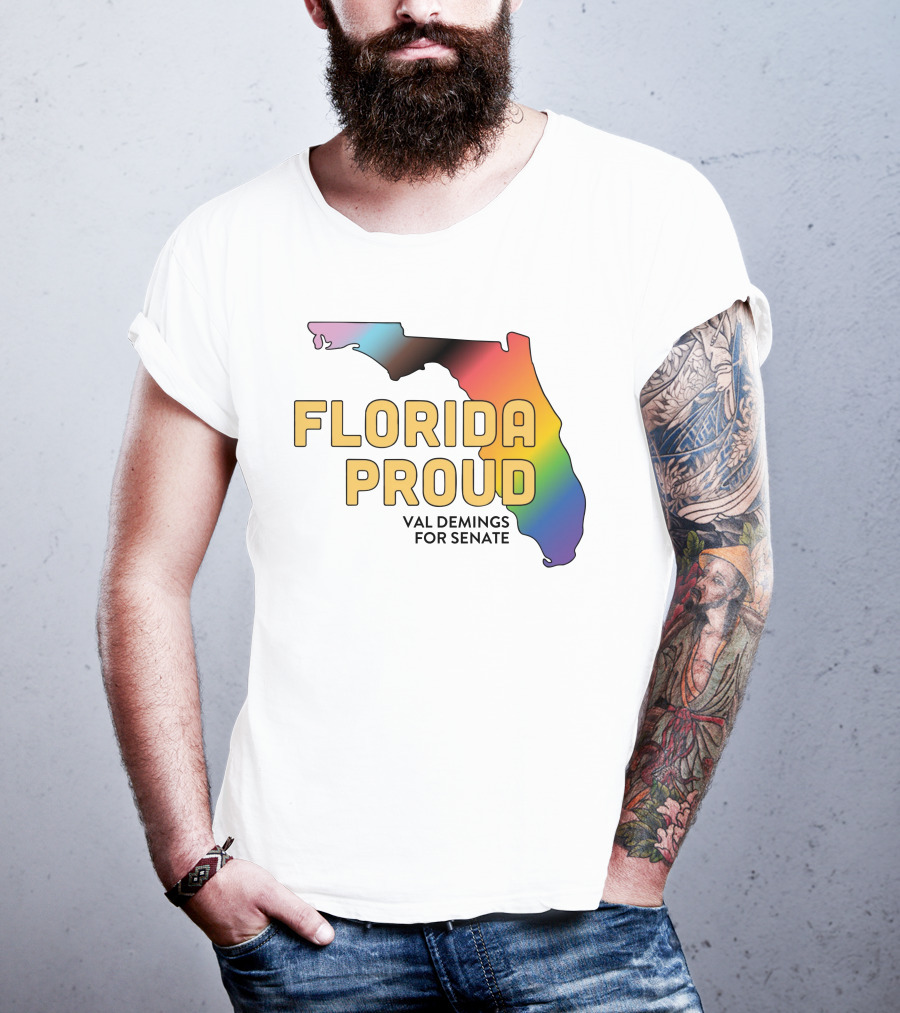 Florida Proud Rainbow Map Val Demings For Senate T-Shirt