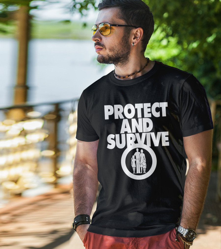 Protect And Survive Family Silhouette In Circle T-Shirt