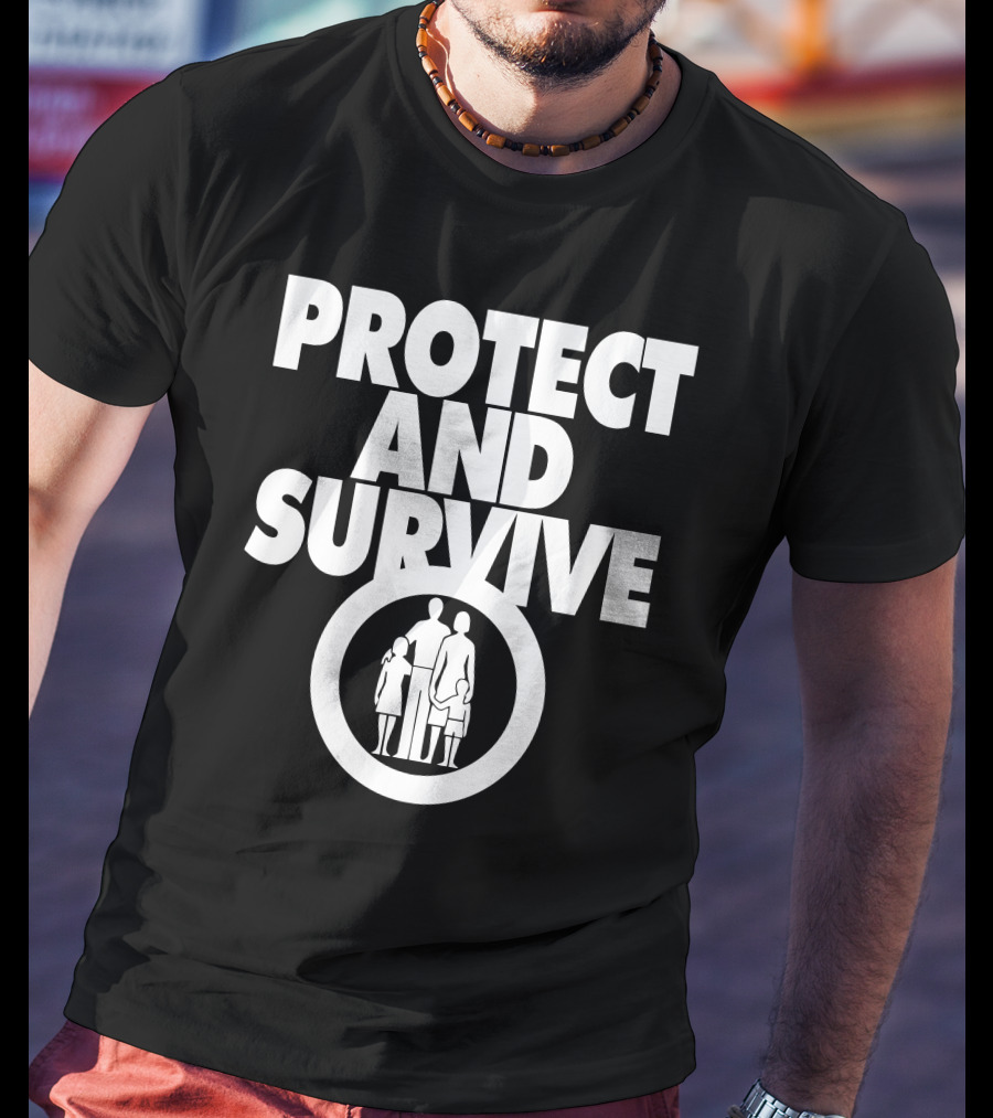 Protect And Survive Family Silhouette In Circle T-Shirt