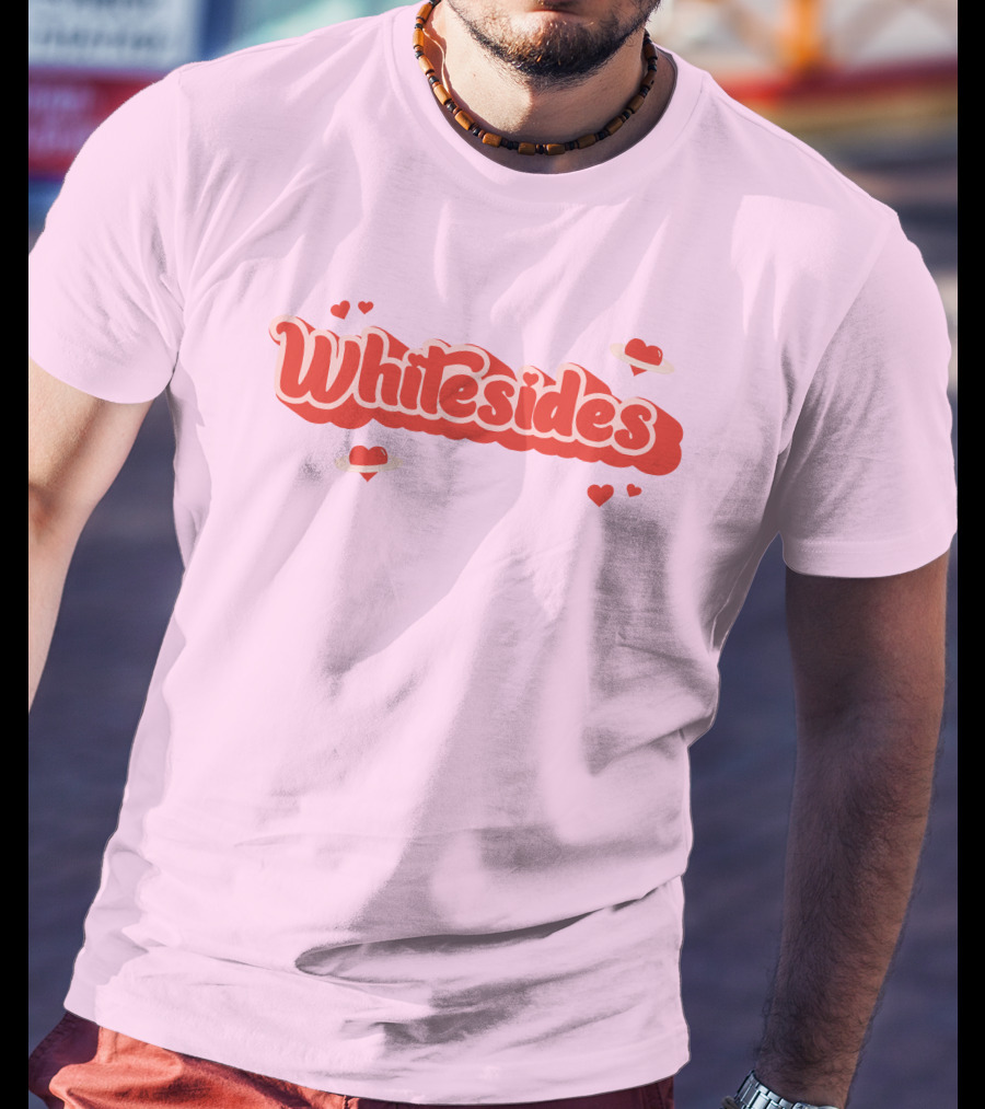 Whitesides Red Heart Design Pink Background T-Shirt