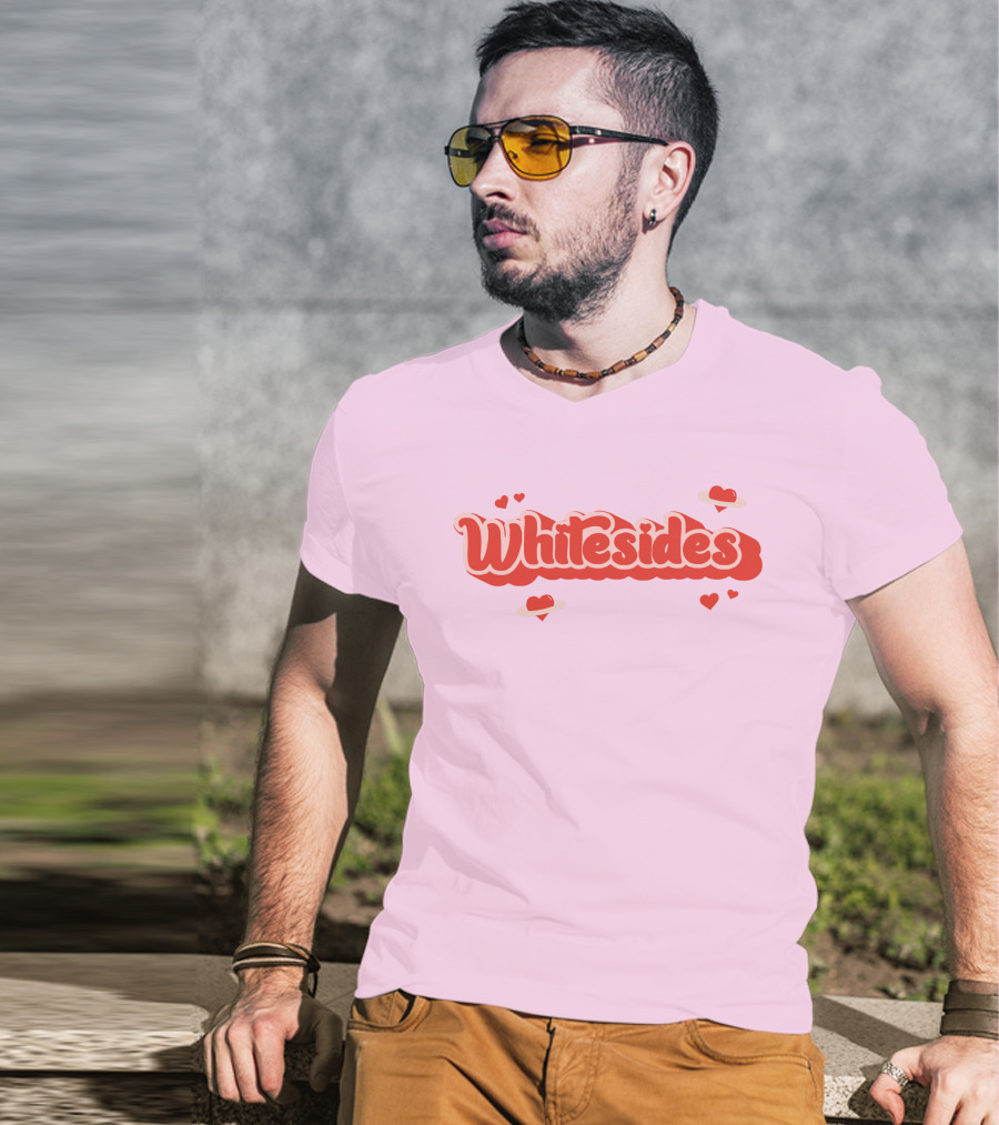 Whitesides Red Heart Design Pink Background T-Shirt