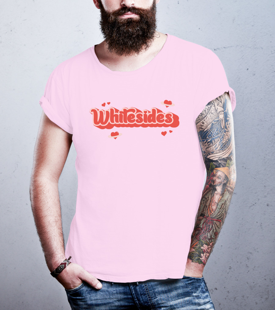 Whitesides Red Heart Design Pink Background T-Shirt