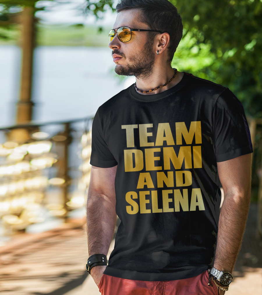 Team Demi And Selena Bold Gold Text T-Shirt
