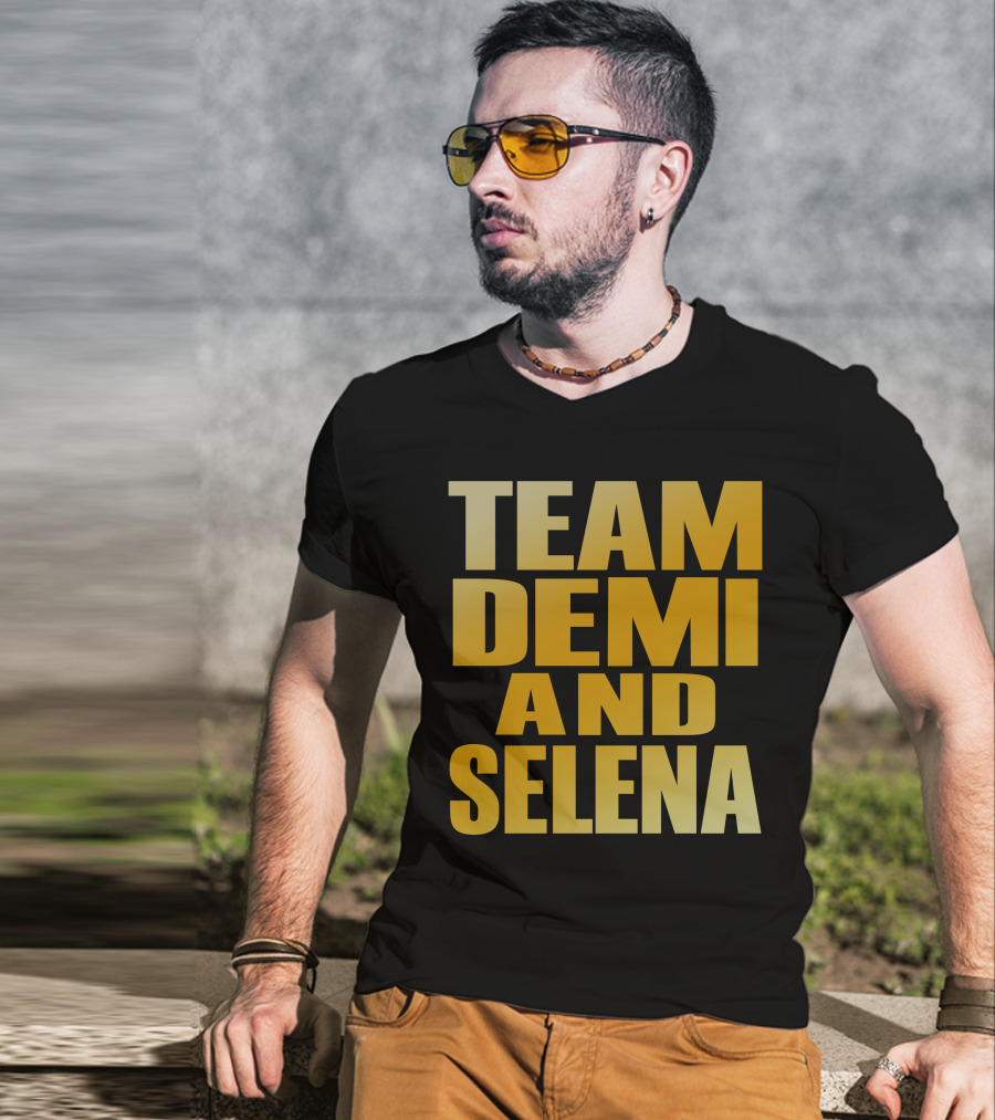 Team Demi And Selena Bold Gold Text T-Shirt