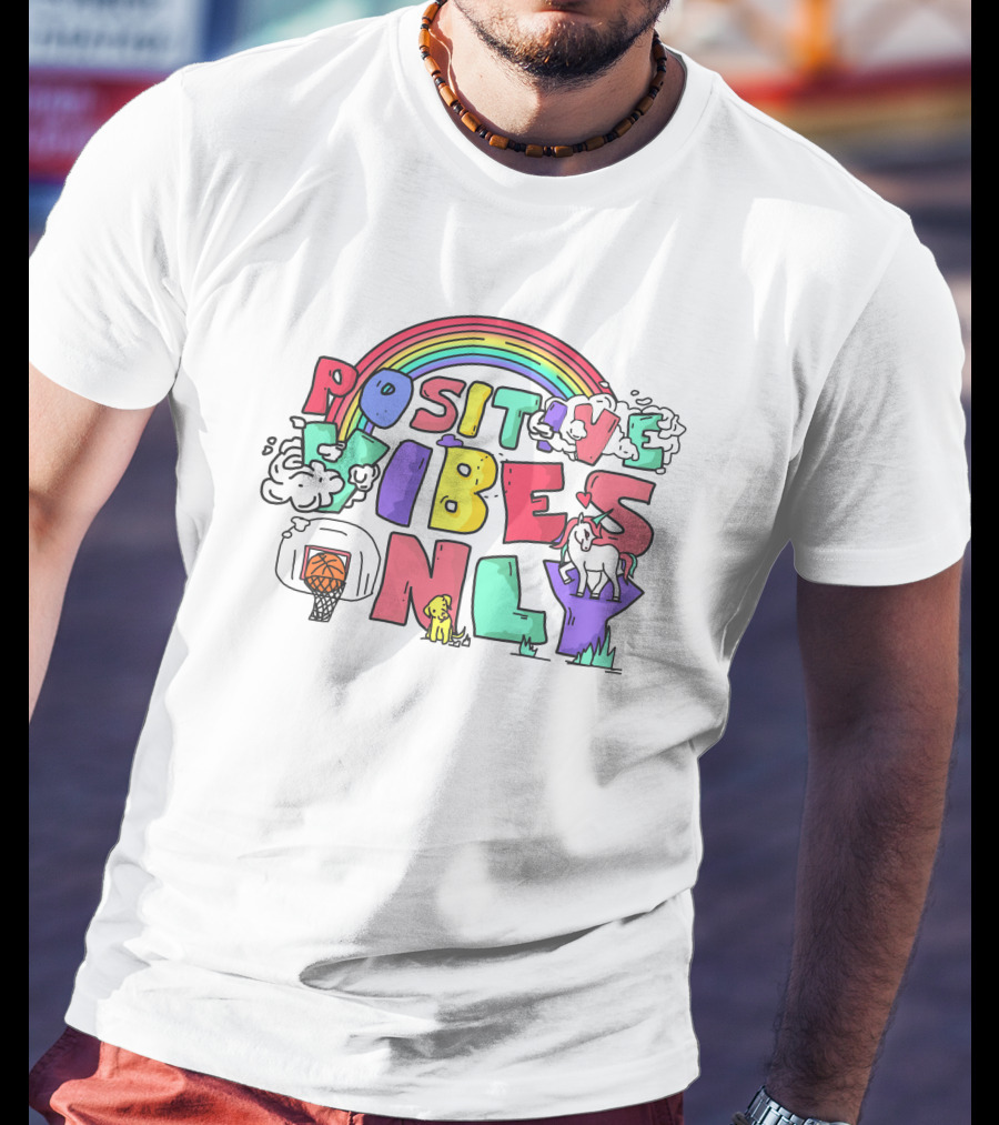 Positive Vibes Only Basketball Unicorn Rainbow Dream T-Shirt