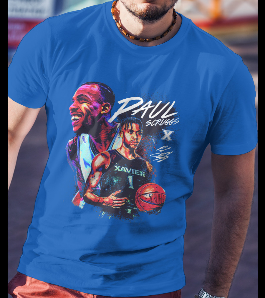 Paul Scruggs Xavier Basketball Number 1 Player Autograph Edition T-Shirt