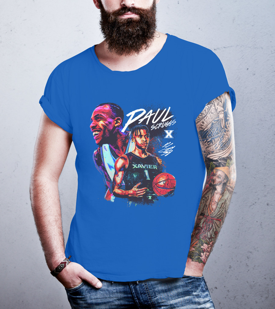 Paul Scruggs Xavier Basketball Number 1 Player Autograph Edition T-Shirt