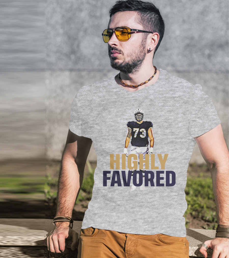 Highly Favored Football Player Number 73 T-Shirt
