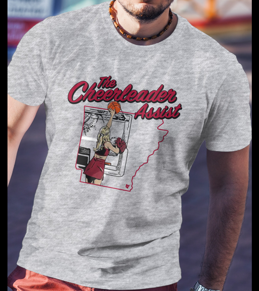 The Cheerleader Assist Arkansas Basketball Rim Scene T-Shirt