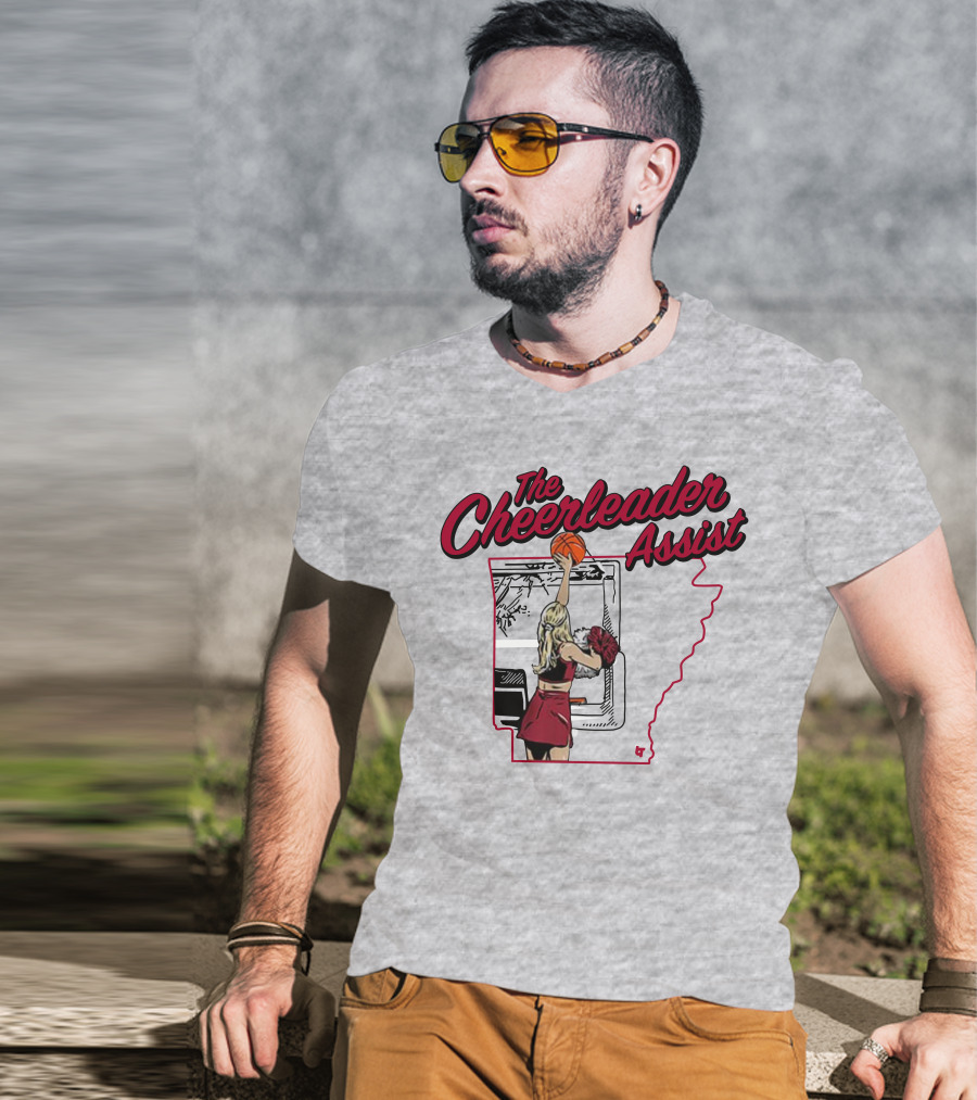 The Cheerleader Assist Arkansas Basketball Rim Scene T-Shirt