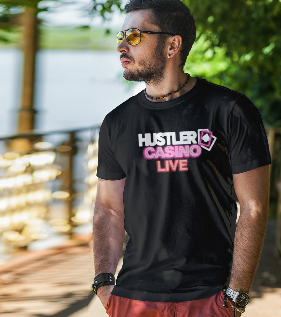 Hustler Casino Live Poker Cards Neon T-Shirt