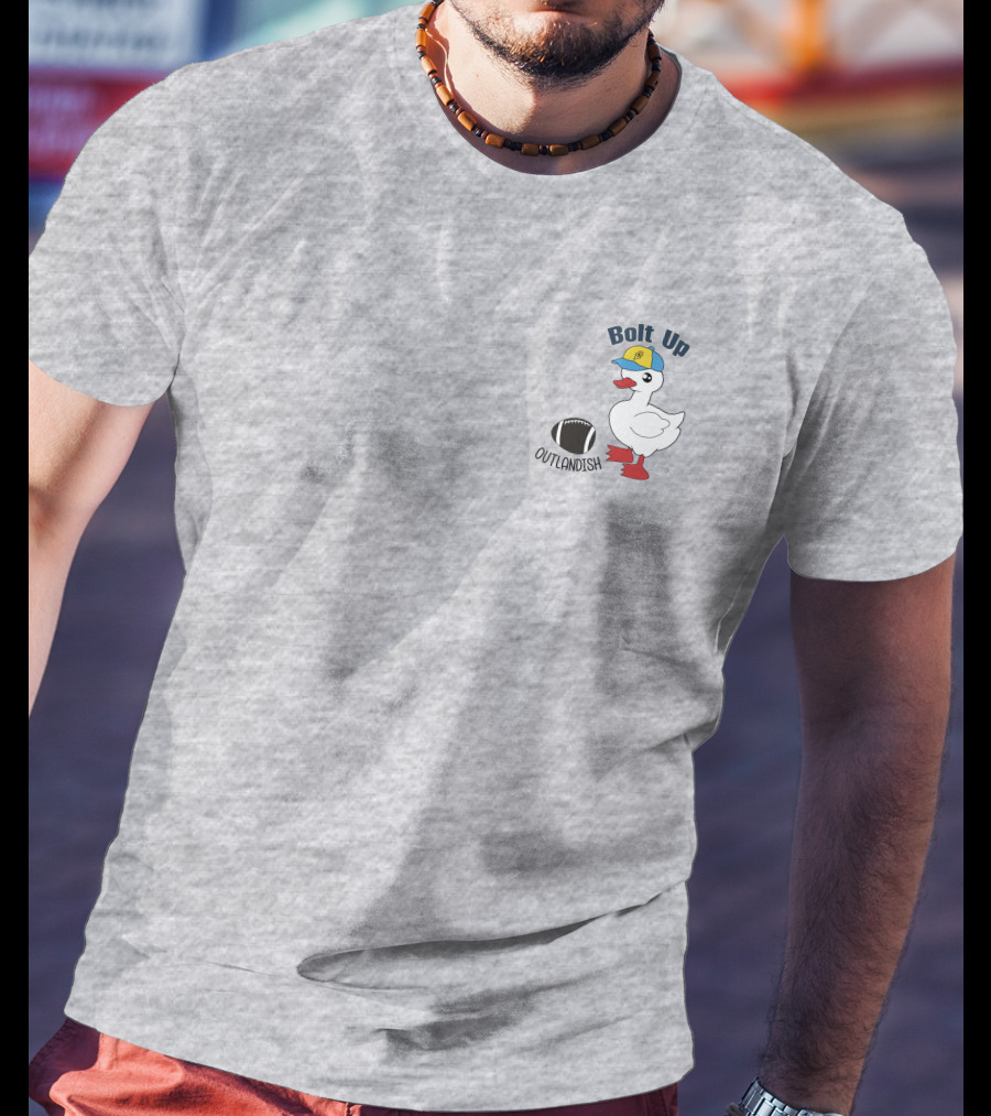 Bolt Up Outlandish Football Duck With Helmet And Boots T-Shirt