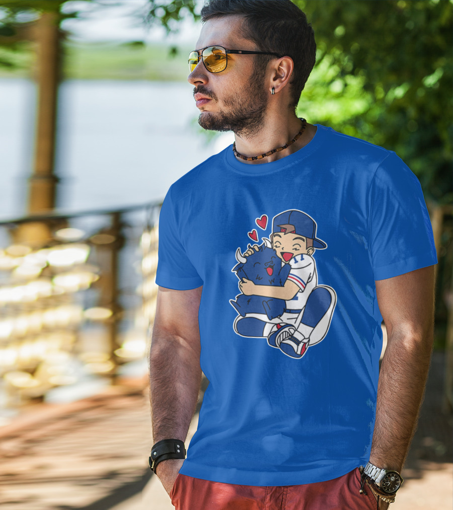 Gotta Throw 'Em All Cute Buffalo Hugging Sports Fan With Hearts T-Shirt