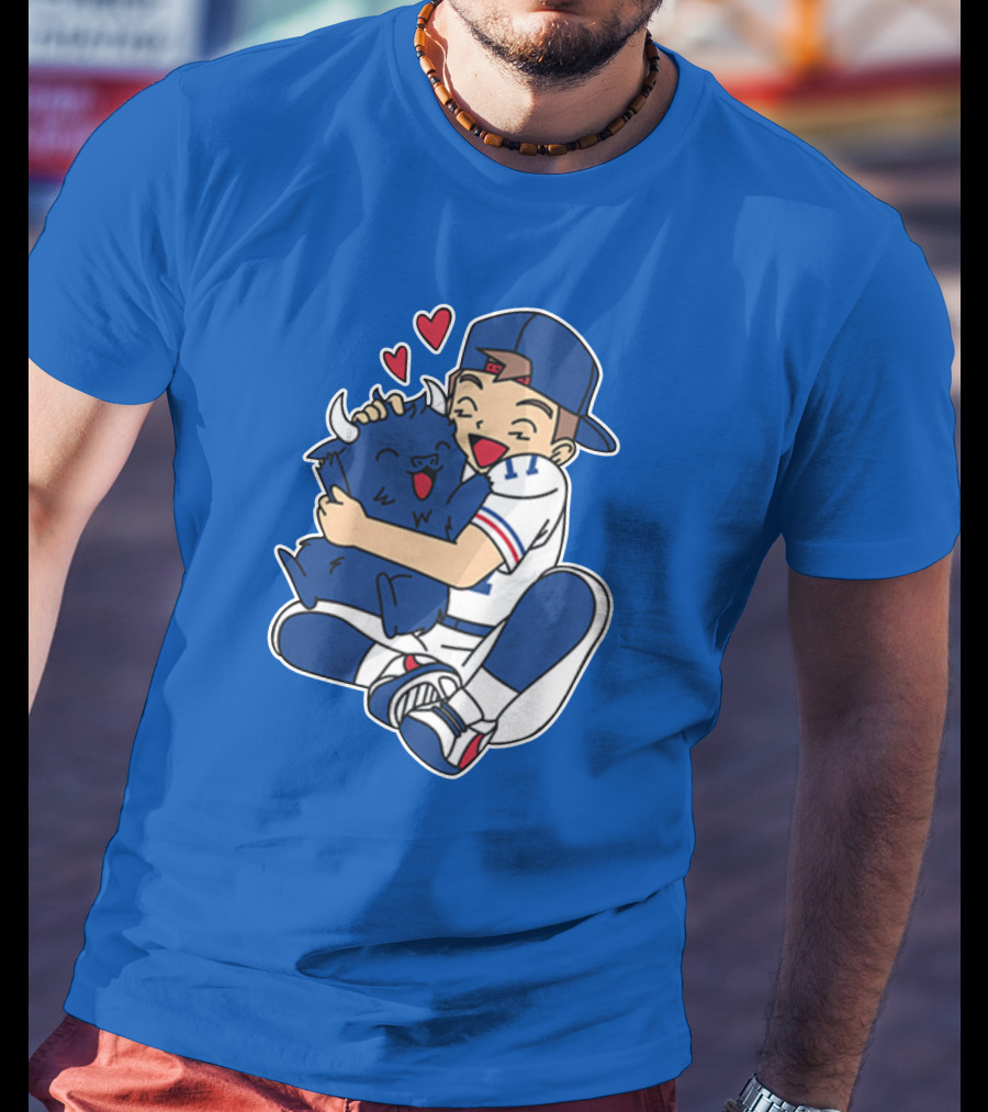 Gotta Throw 'Em All Cute Buffalo Hugging Sports Fan With Hearts T-Shirt