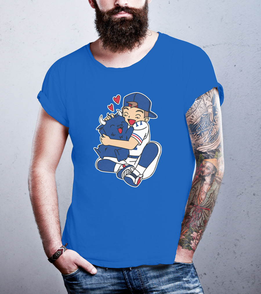 Gotta Throw 'Em All Cute Buffalo Hugging Sports Fan With Hearts T-Shirt