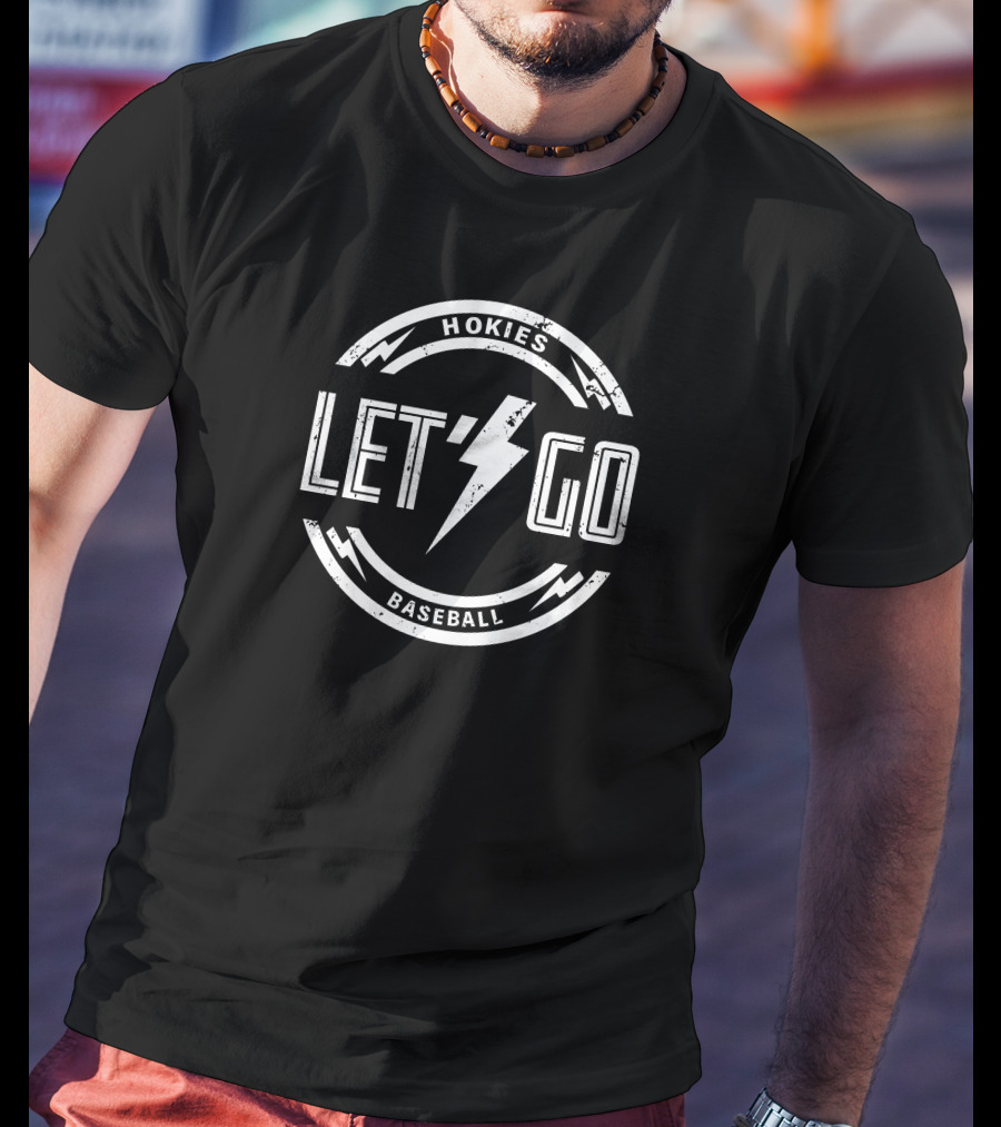 Hokies Baseball Let's Go Lightning Bolt T-Shirt