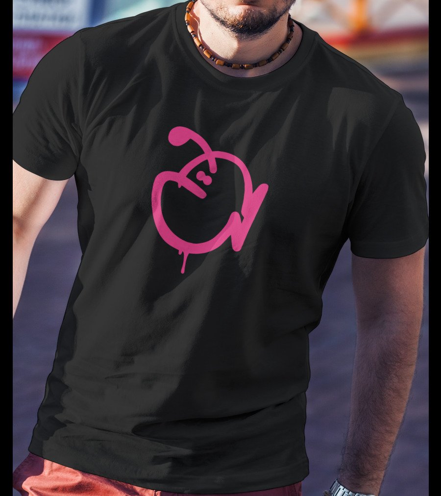 Drippy Fish Graffiti Art Pink Outline T-Shirt