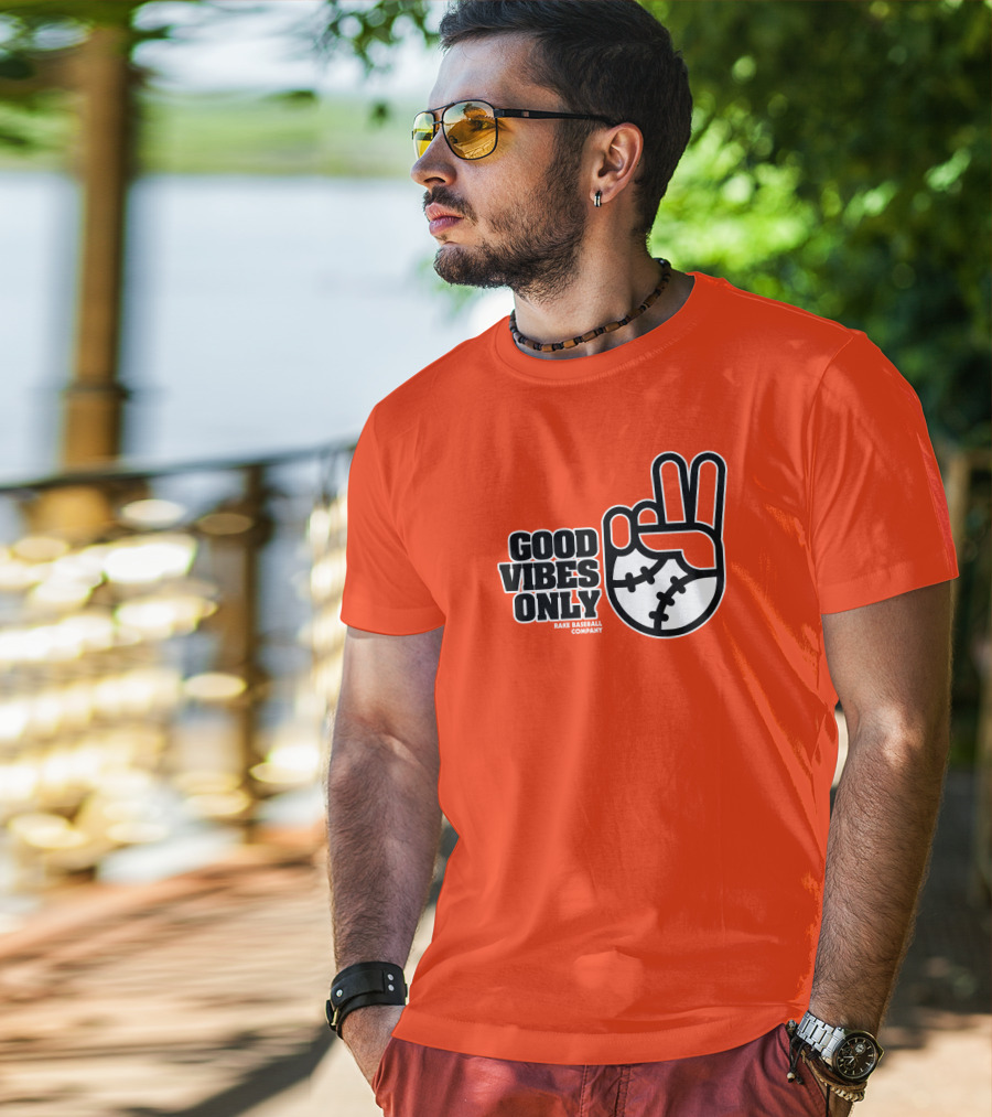 Good Vibes Only Peace Baseball Rake Baseball Company T-Shirt