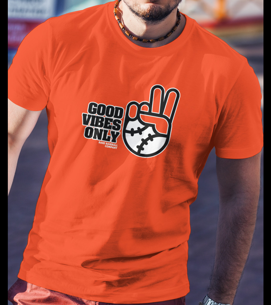 Good Vibes Only Peace Baseball Rake Baseball Company T-Shirt