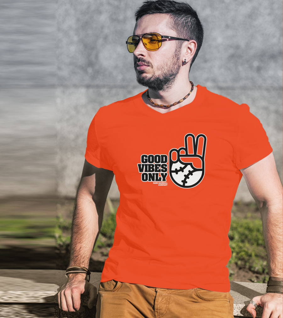 Good Vibes Only Peace Baseball Rake Baseball Company T-Shirt
