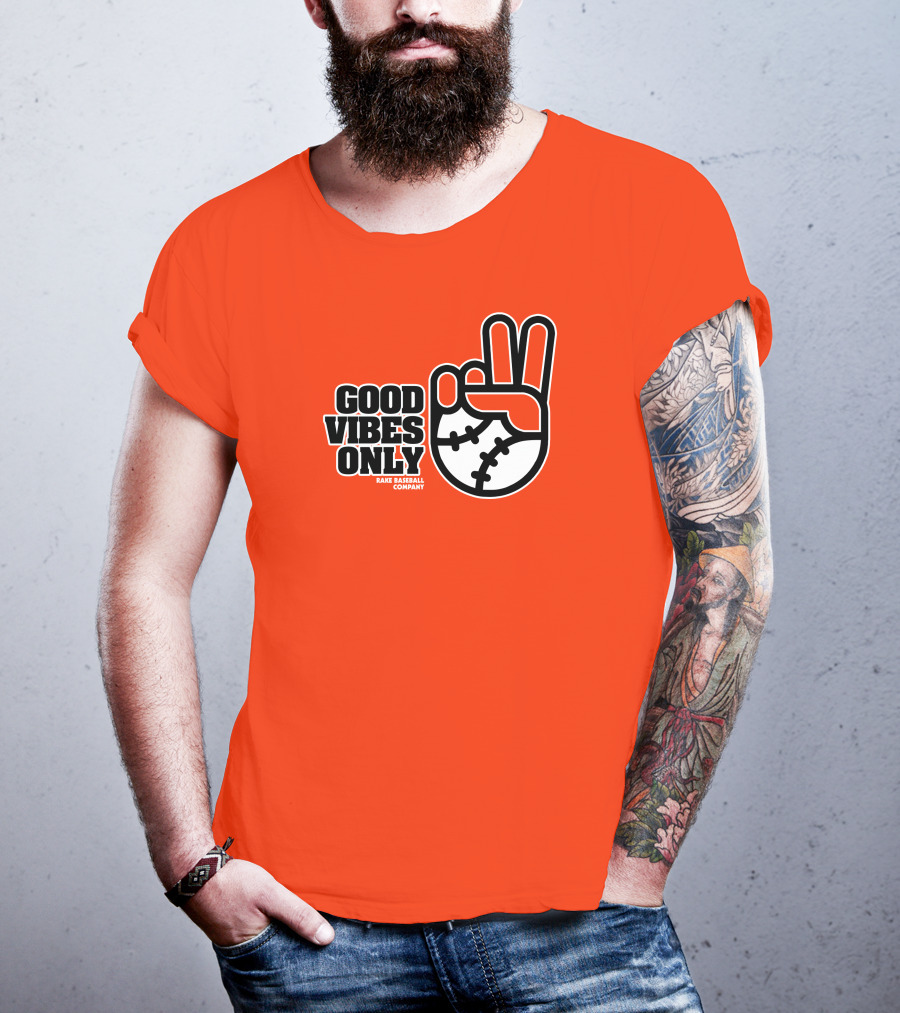 Good Vibes Only Peace Baseball Rake Baseball Company T-Shirt